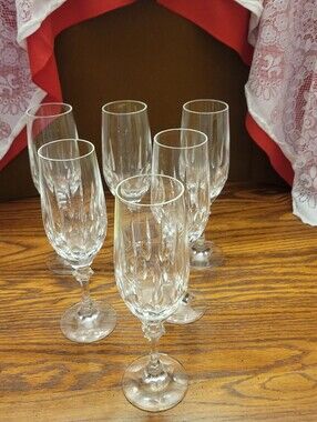 Vintage Schott-Zwiesel Gardan Champagne Flute Wine Glasses Crystal Set of 6